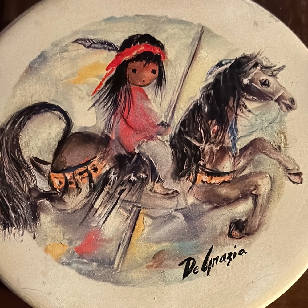 DeGrazia artist coaster , showing top and bottom